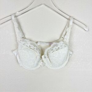 Victorias Secret Vintage Ivory Satin Push Up Bra 80s Bow 34C